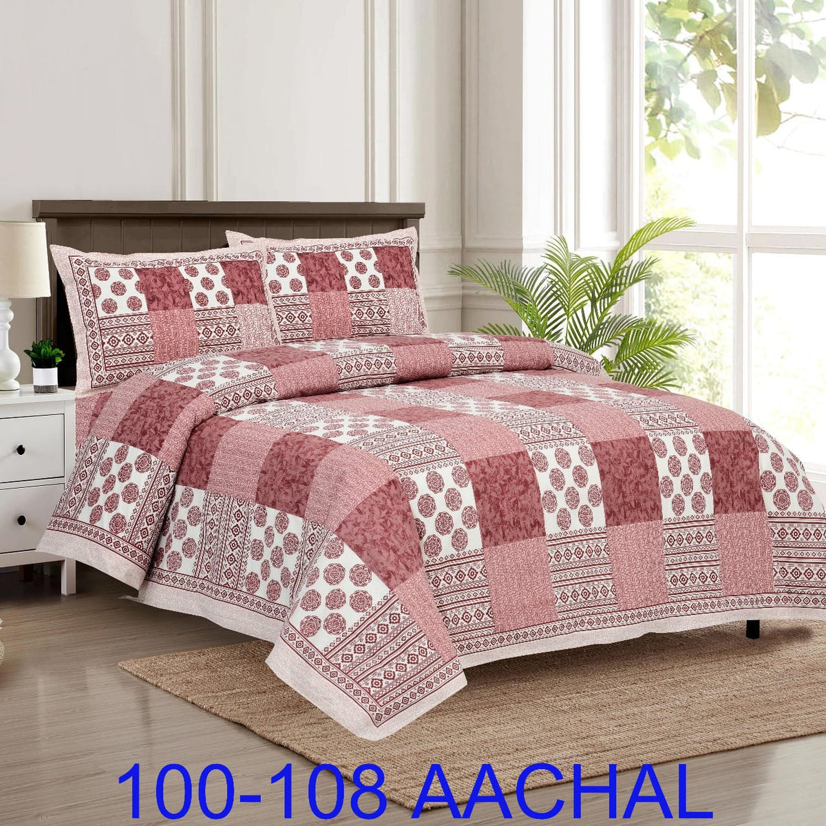 Cotton-Viscose Autoloom Bedsheet with 2 Pillow Covers – 100×108 Inches
