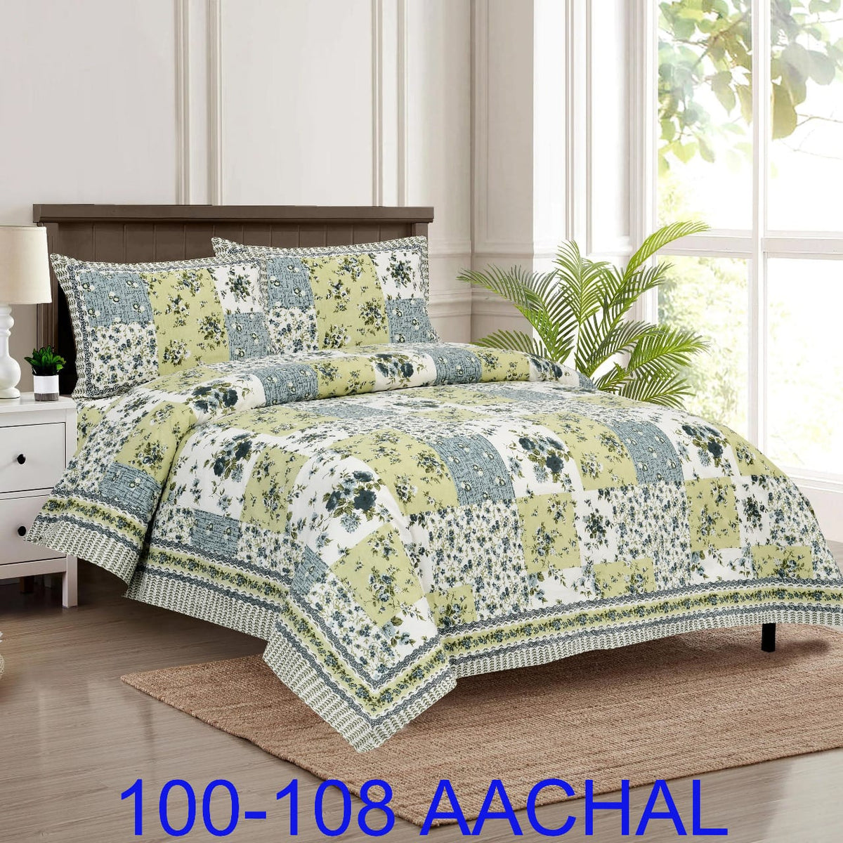 Cotton-Viscose Autoloom Bedsheet with 2 Pillow Covers – 100×108 Inches