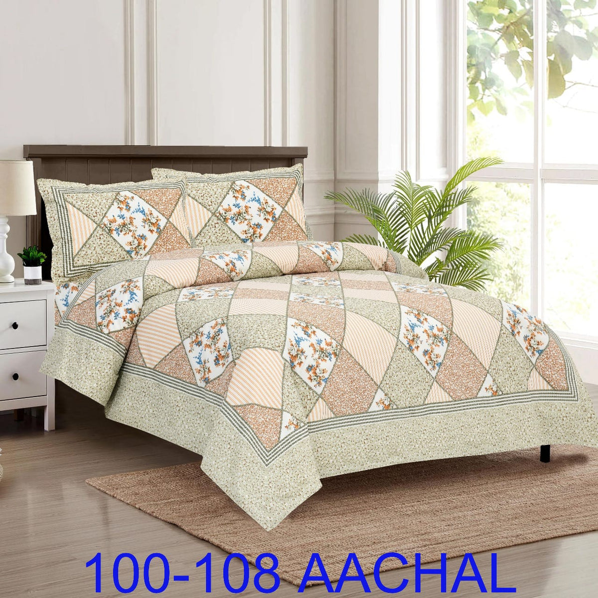 Cotton-Viscose Autoloom Bedsheet with 2 Pillow Covers – 100×108 Inches