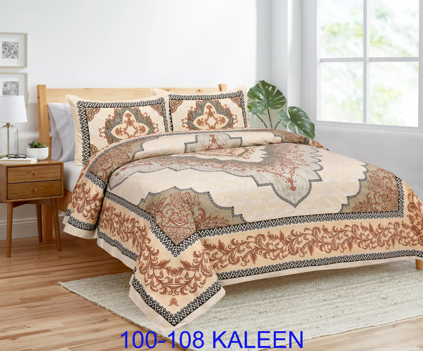 Cotton viscose Bedsheet 100x108 Inches with Pillow Covers – Stitched Sides