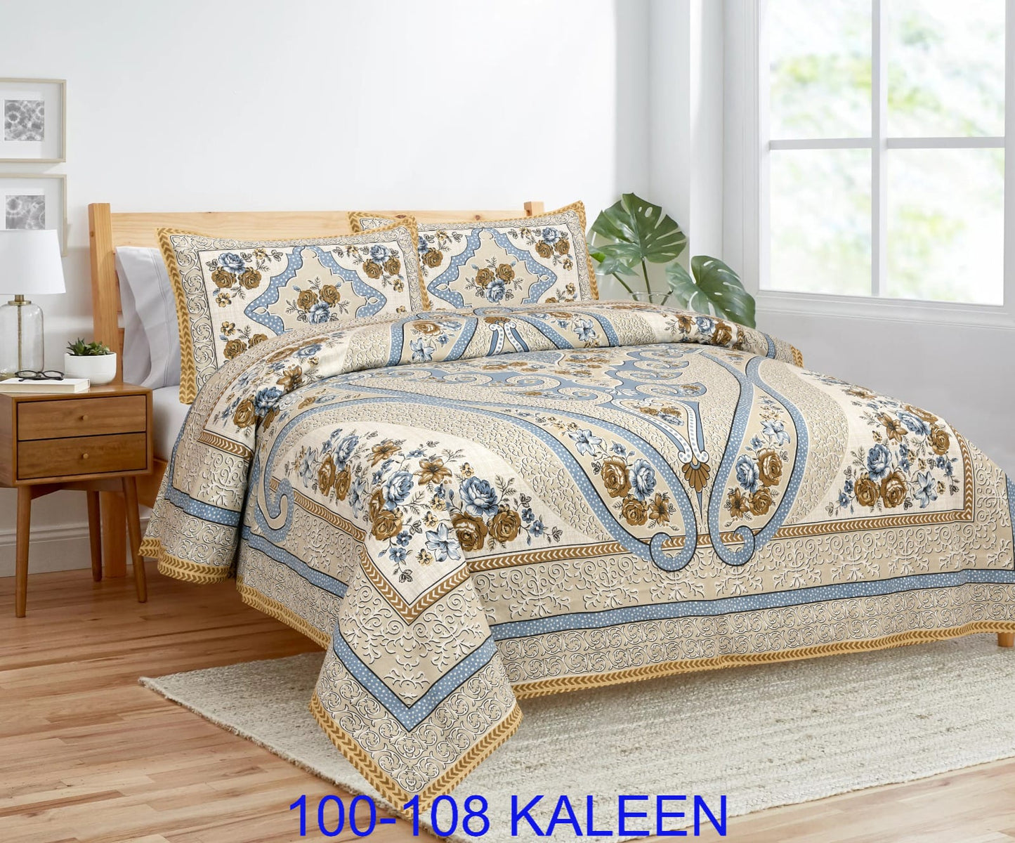 Cotton viscose Bedsheet 100x108 Inches with Pillow Covers – Stitched Sides