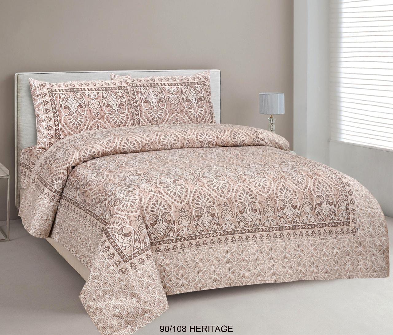 Cotton Viscose Blend Autoloom Bedsheet with 2 Zipper Pillow Covers (90×106 Inches)