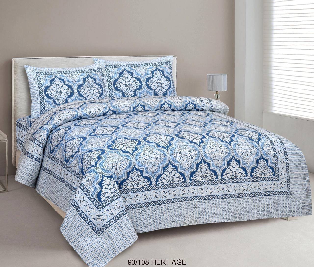 Cotton Viscose Blend Autoloom Bedsheet with 2 Zipper Pillow Covers (90×106 Inches)