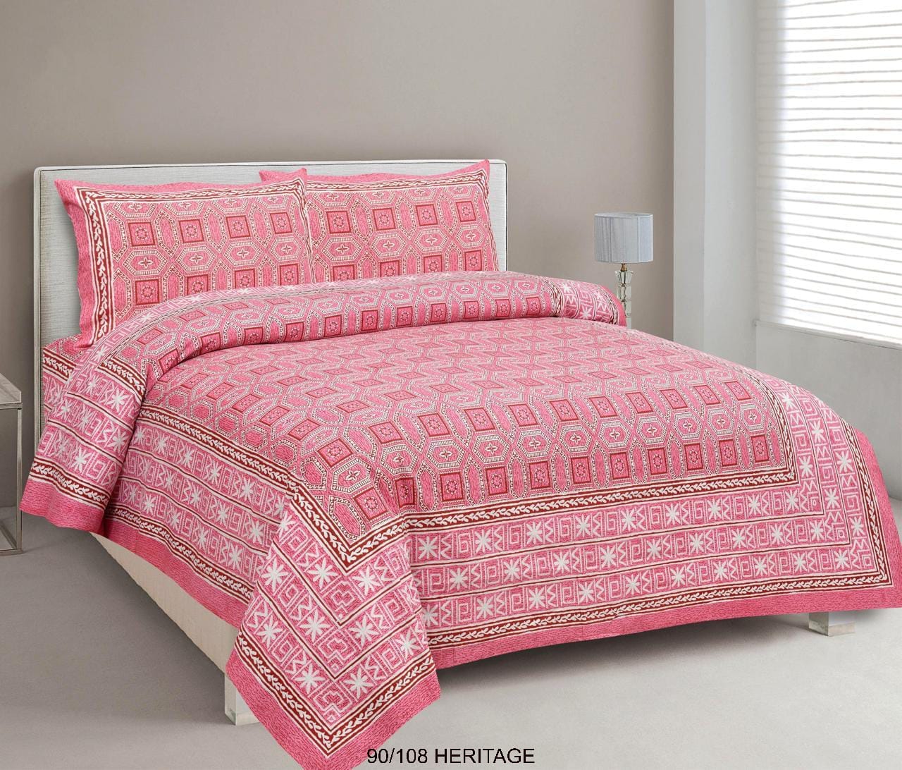 Cotton Viscose Blend Autoloom Bedsheet with 2 Zipper Pillow Covers (90×106 Inches)