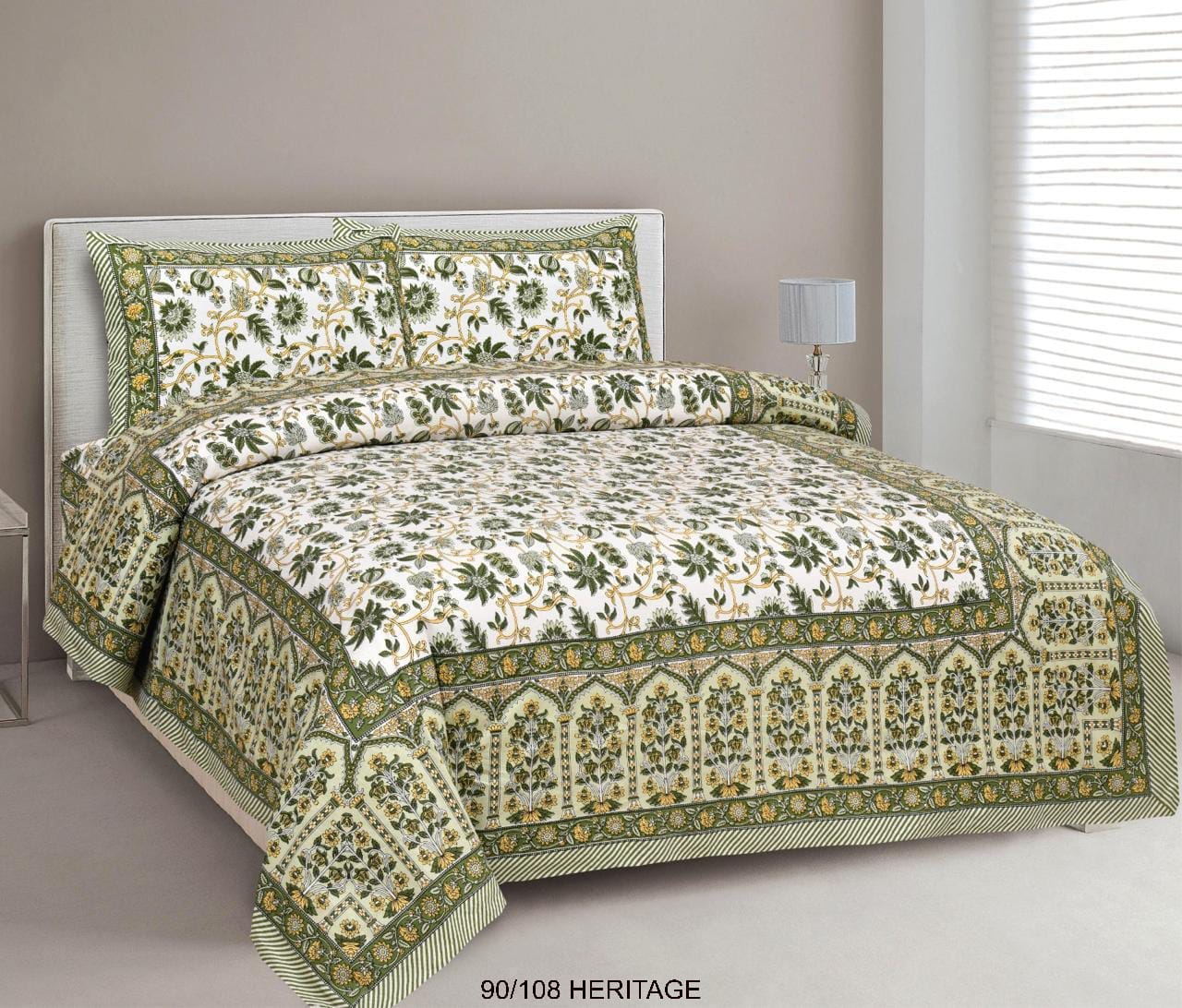 Cotton Viscose Blend Autoloom Bedsheet with 2 Zipper Pillow Covers (90×106 Inches)