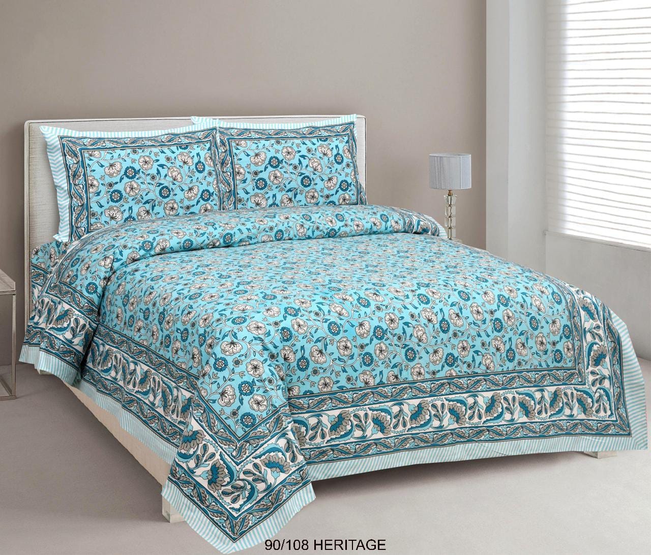 Cotton Viscose Blend Autoloom Bedsheet with 2 Zipper Pillow Covers (90×106 Inches)
