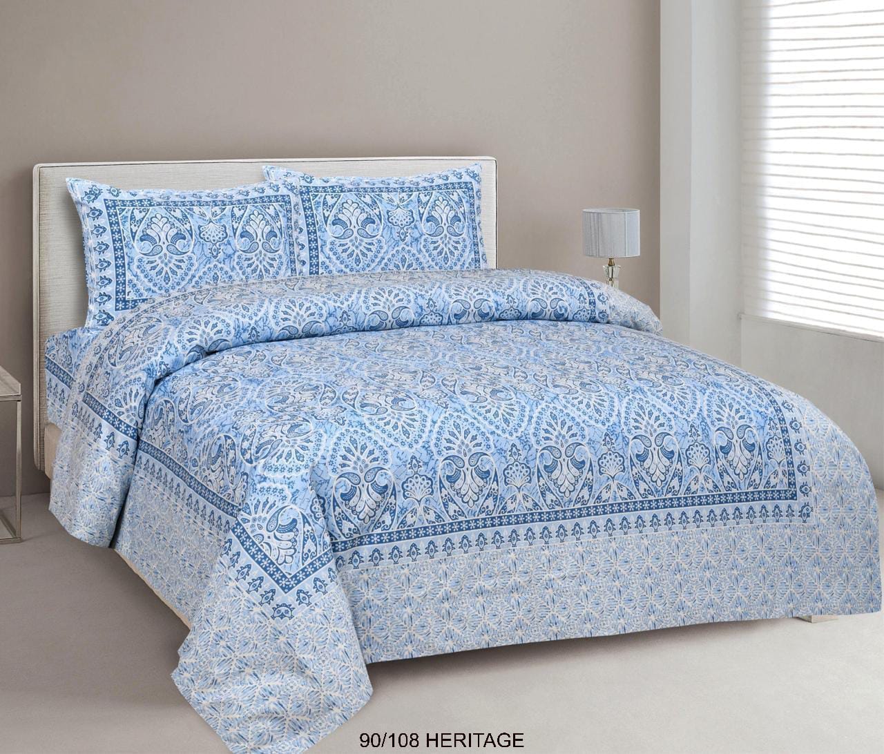 Cotton Viscose Blend Autoloom Bedsheet with 2 Zipper Pillow Covers (90×106 Inches)