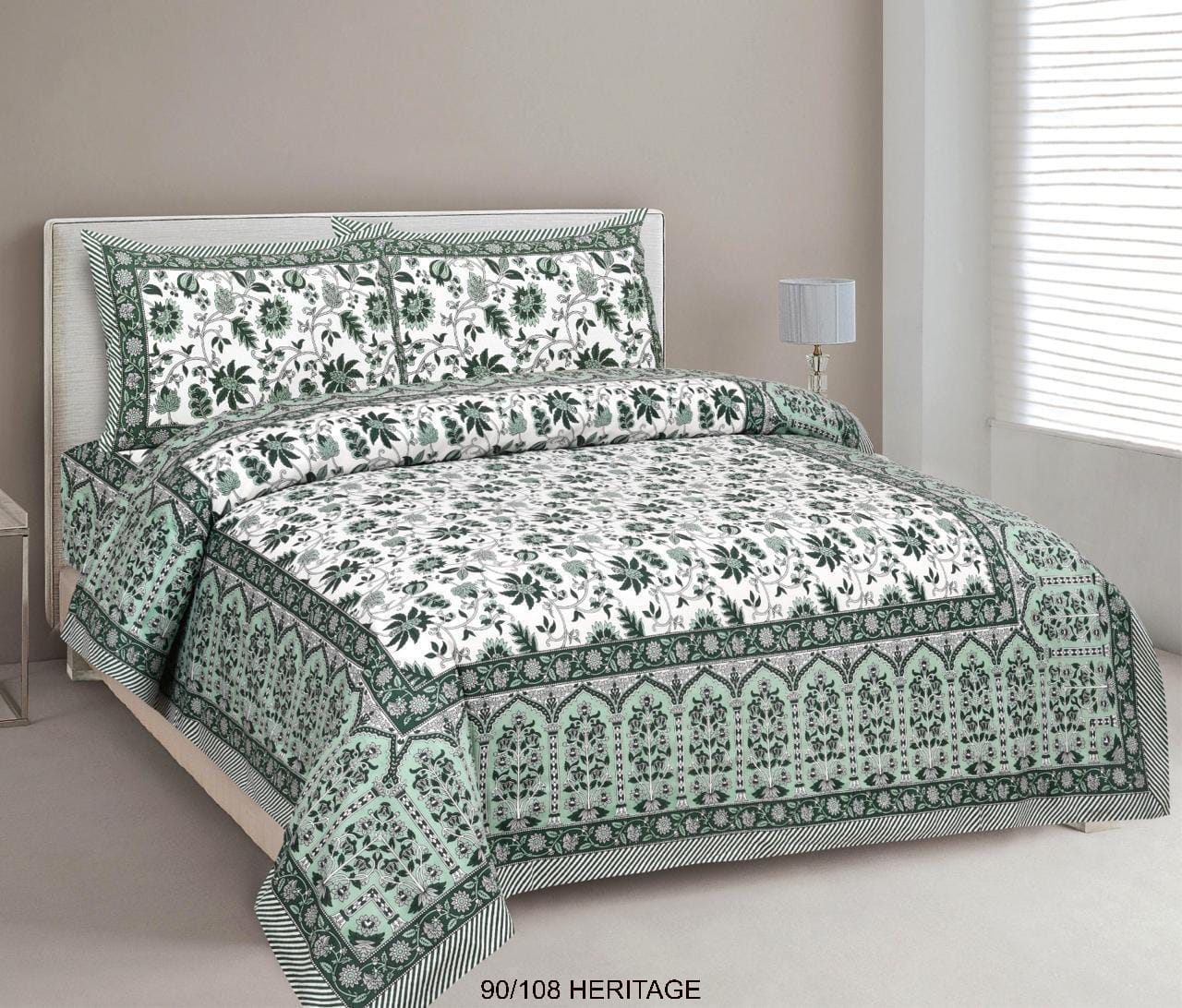 Cotton Viscose Blend Autoloom Bedsheet with 2 Zipper Pillow Covers (90×106 Inches)