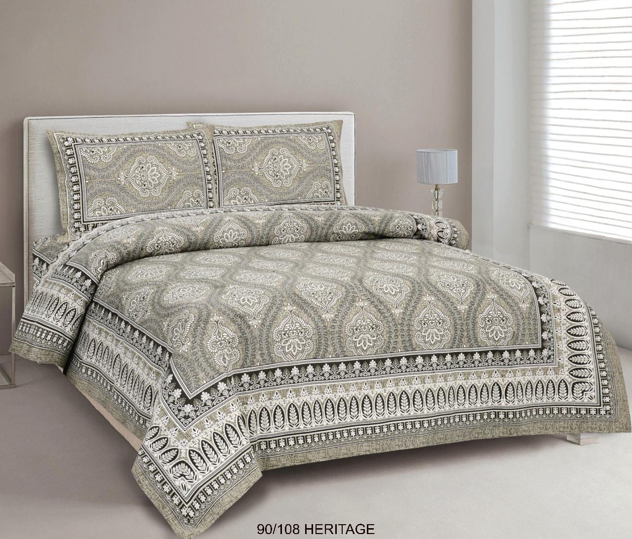 Cotton Viscose Blend Autoloom Bedsheet with 2 Zipper Pillow Covers (90×106 Inches)