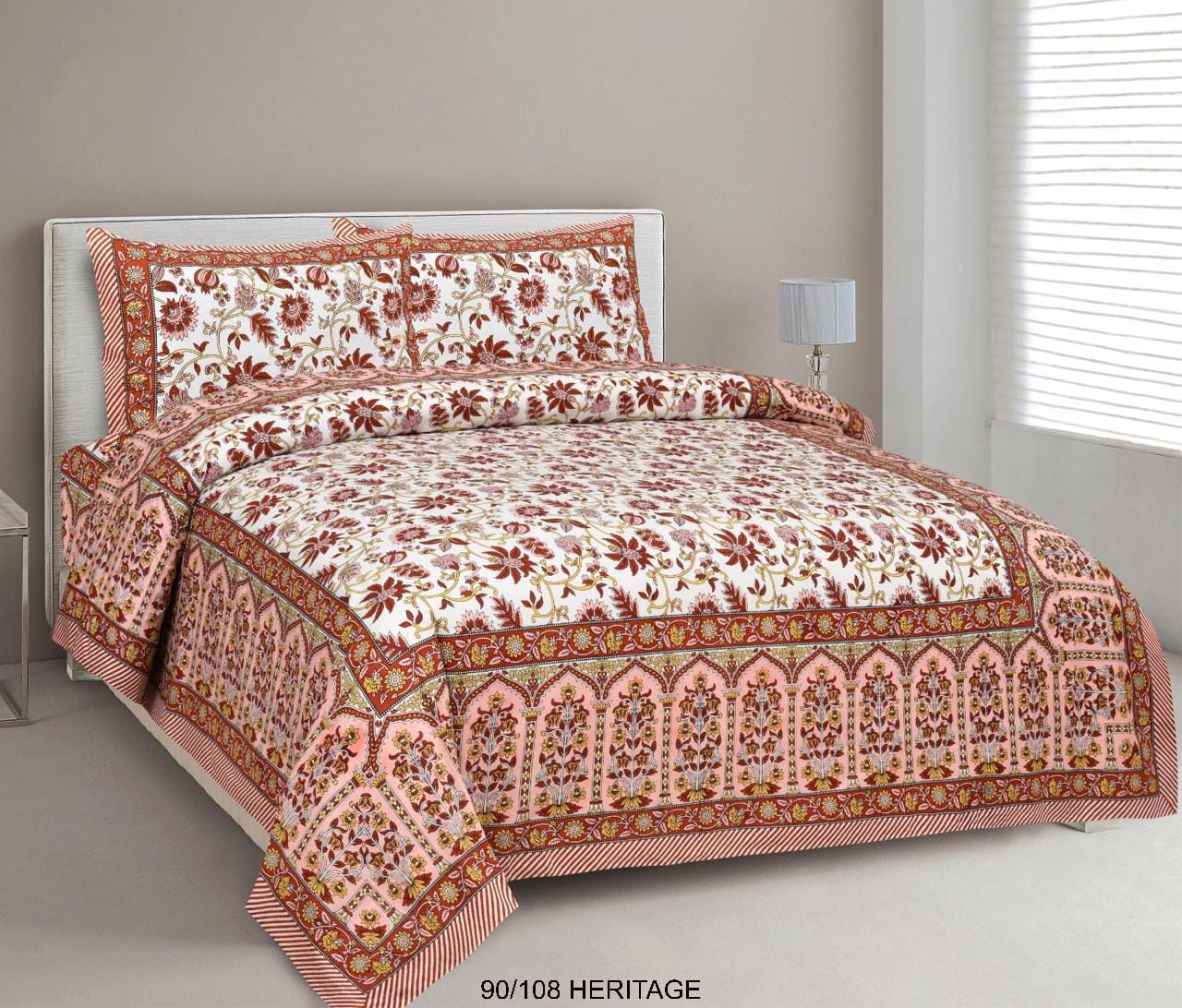Cotton Viscose Blend Autoloom Bedsheet with 2 Zipper Pillow Covers (90×106 Inches)