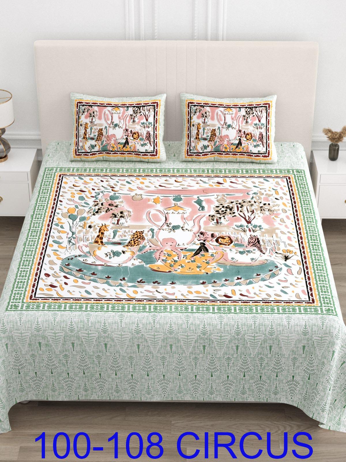 Cotton Viscose Blend Autoloom Bedsheet with Pillow Covers (100x108 Inches)