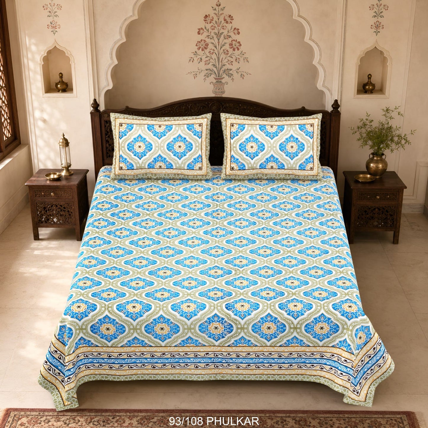 Cotton Viscose Blend Autoloom Double Bedsheet with 2 Zipper Pillow Covers (90 × 108 Inches)