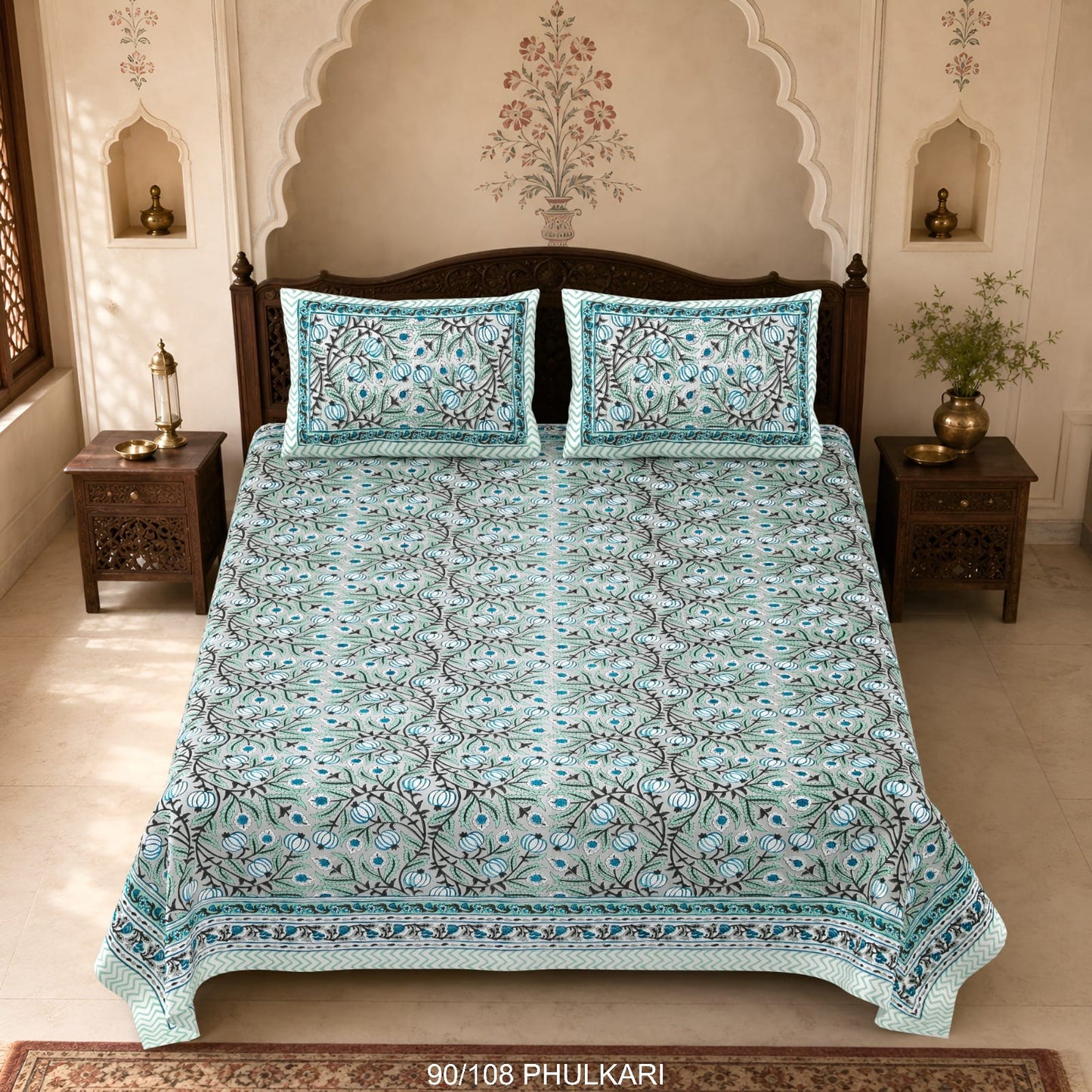 Cotton Viscose Blend Autoloom Double Bedsheet with 2 Zipper Pillow Covers (90 × 108 Inches)