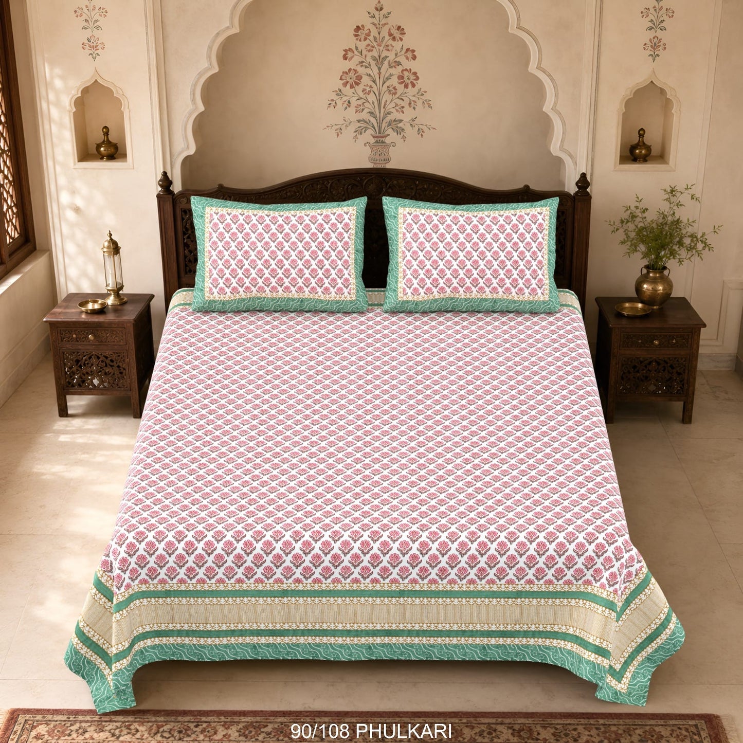 Cotton Viscose Blend Autoloom Double Bedsheet with 2 Zipper Pillow Covers (90 × 108 Inches)
