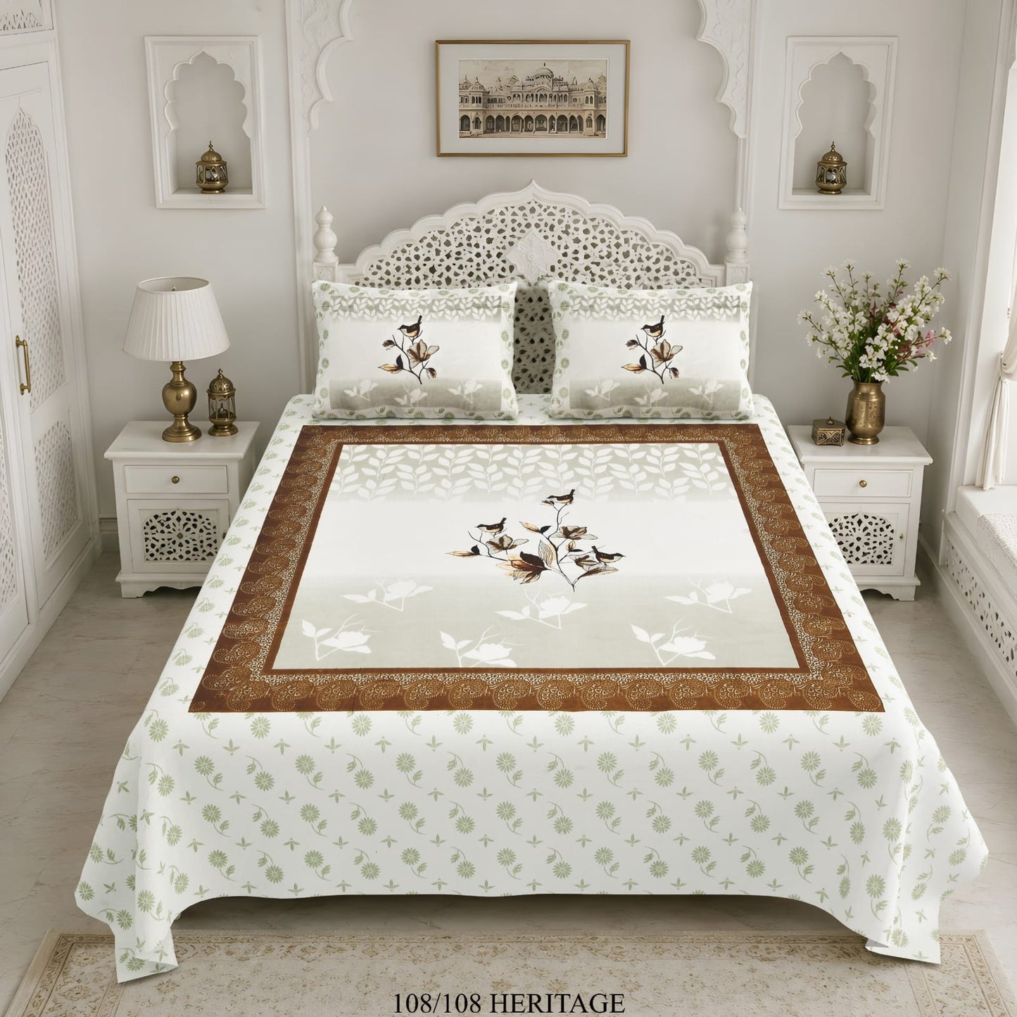 Cotton Viscose Blend King Size Bedsheet (108×108 Inches) with 2 Pillow Covers