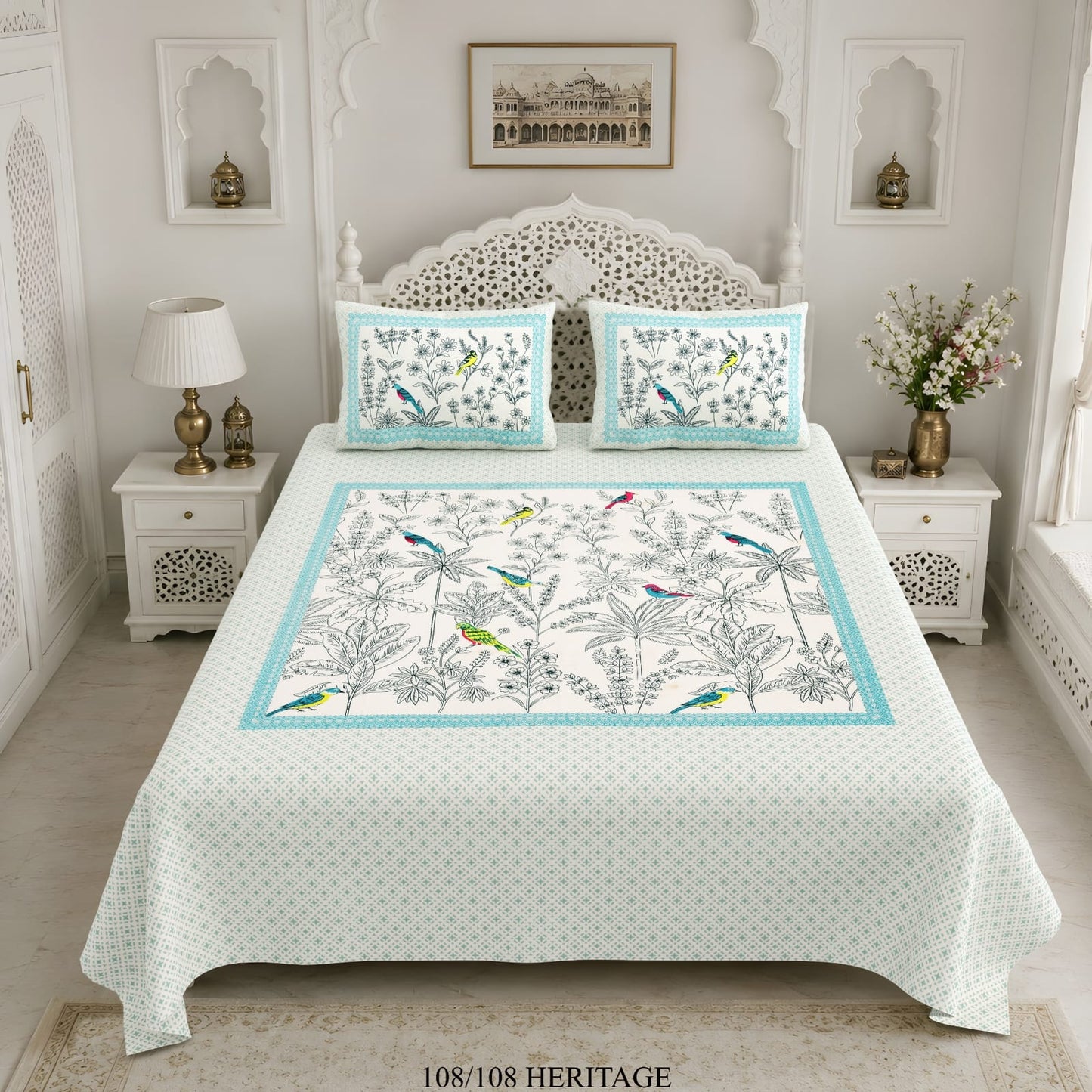Cotton Viscose Blend King Size Bedsheet (108×108 Inches) with 2 Pillow Covers