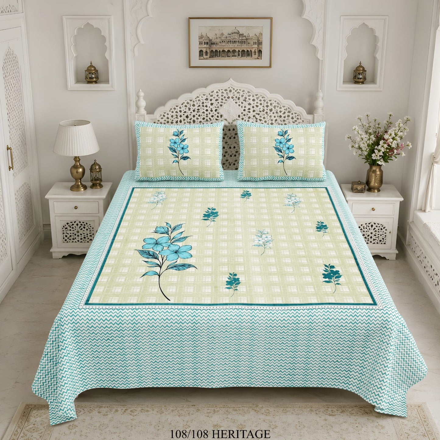 Cotton Viscose Blend King Size Bedsheet (108×108 Inches) with 2 Pillow Covers