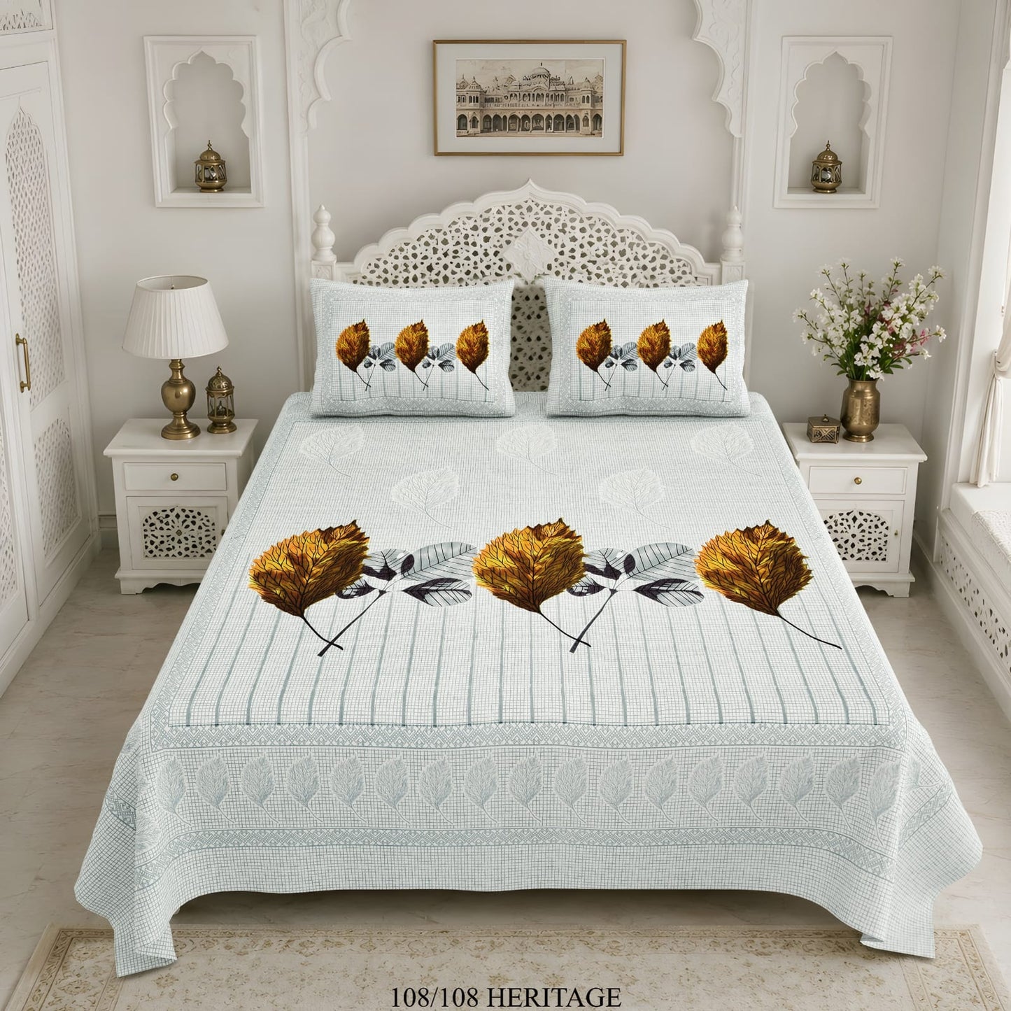 Cotton Viscose Blend King Size Bedsheet (108×108 Inches) with 2 Pillow Covers