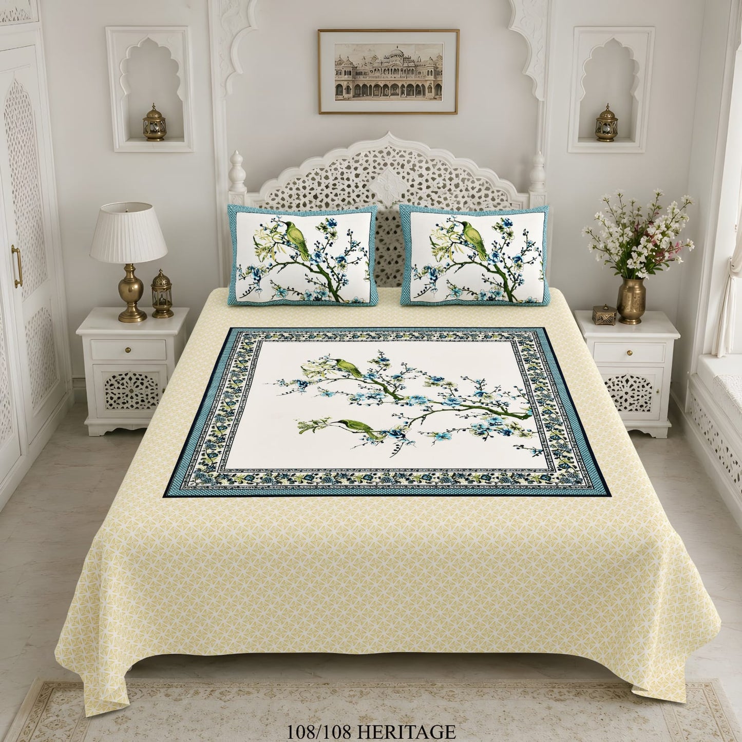 Cotton Viscose Blend King Size Bedsheet (108×108 Inches) with 2 Pillow Covers