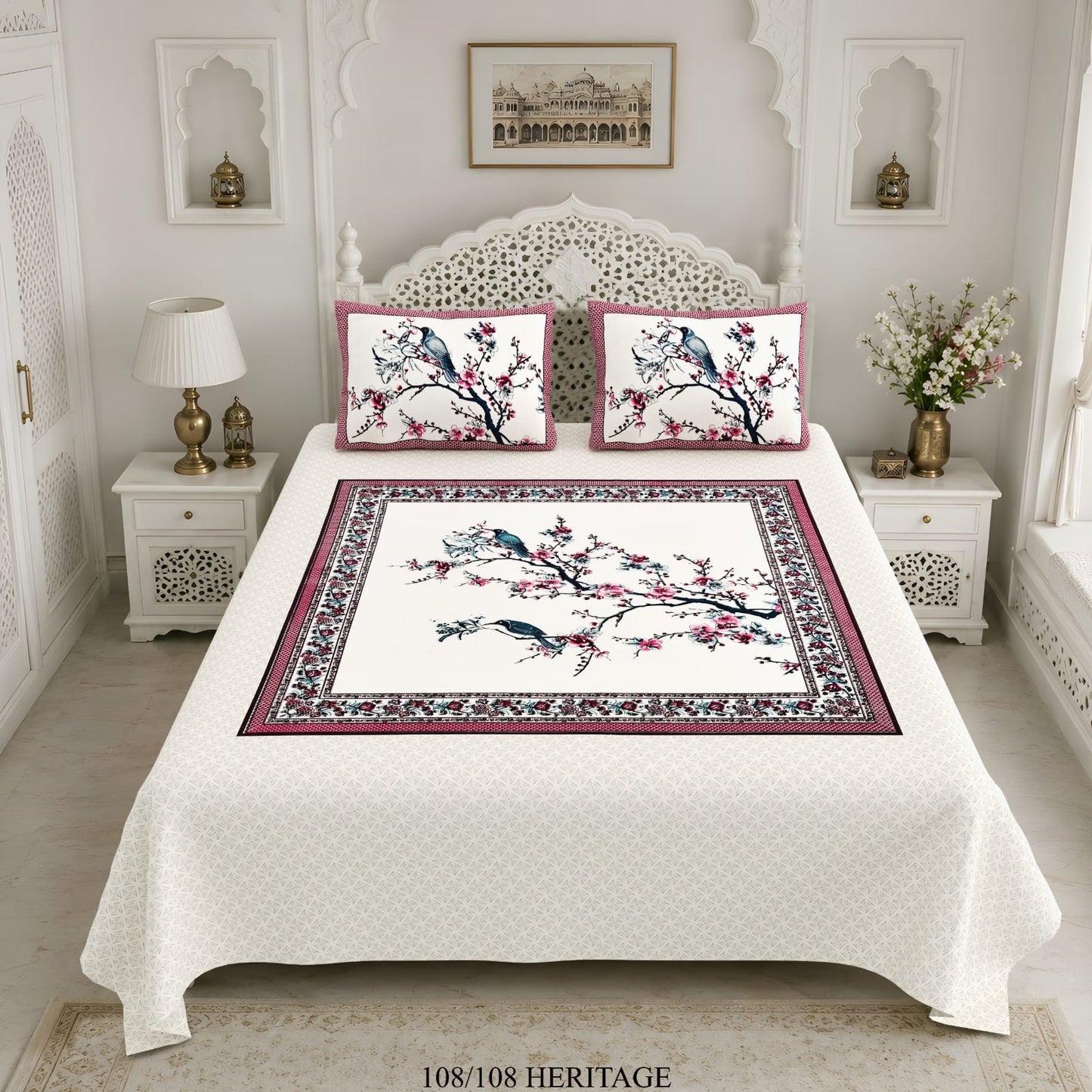 Cotton Viscose Blend King Size Bedsheet (108×108 Inches) with 2 Pillow Covers