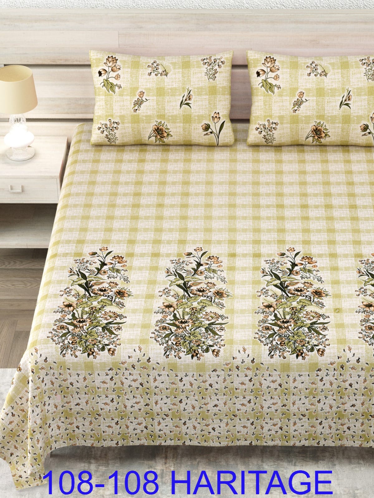 Cotton Viscose Blend King Size Bedsheet (108×108 Inches) with 2 Pillow Covers