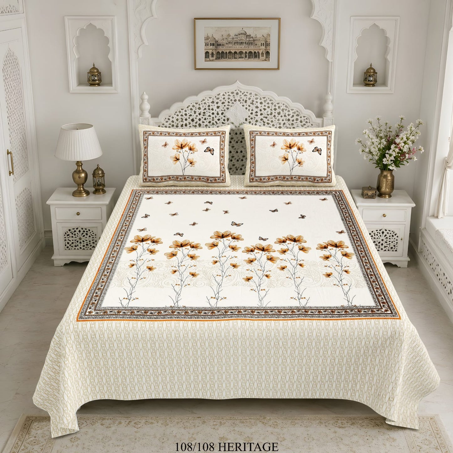 Cotton Viscose Blend King Size Bedsheet (108×108 Inches) with 2 Pillow Covers