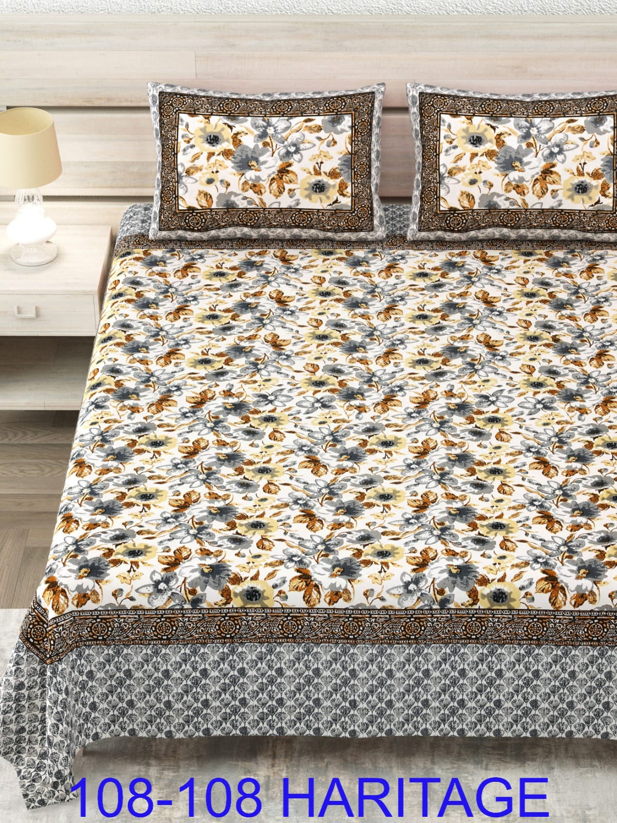 Cotton Viscose Blend King Size Bedsheet (108×108 Inches) with 2 Pillow Covers