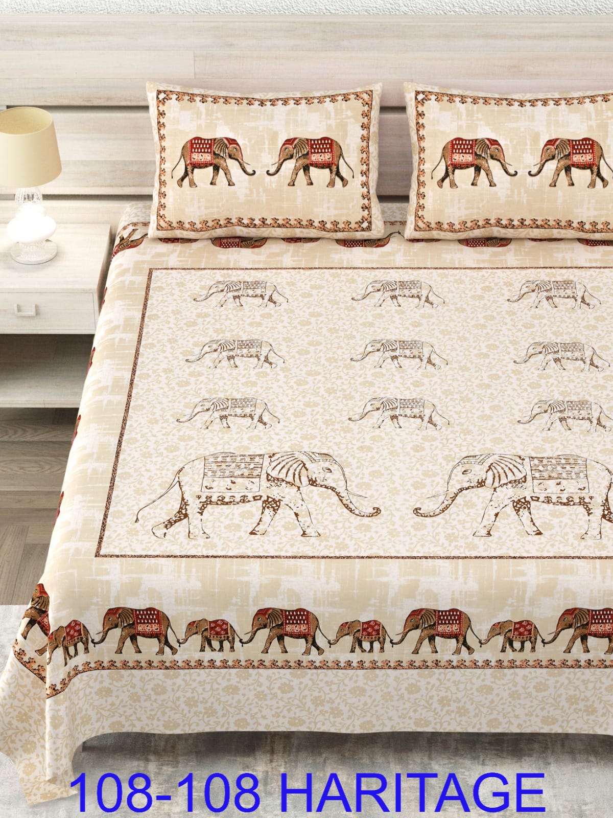 Cotton Viscose Blend King Size Bedsheet (108×108 Inches) with 2 Pillow Covers