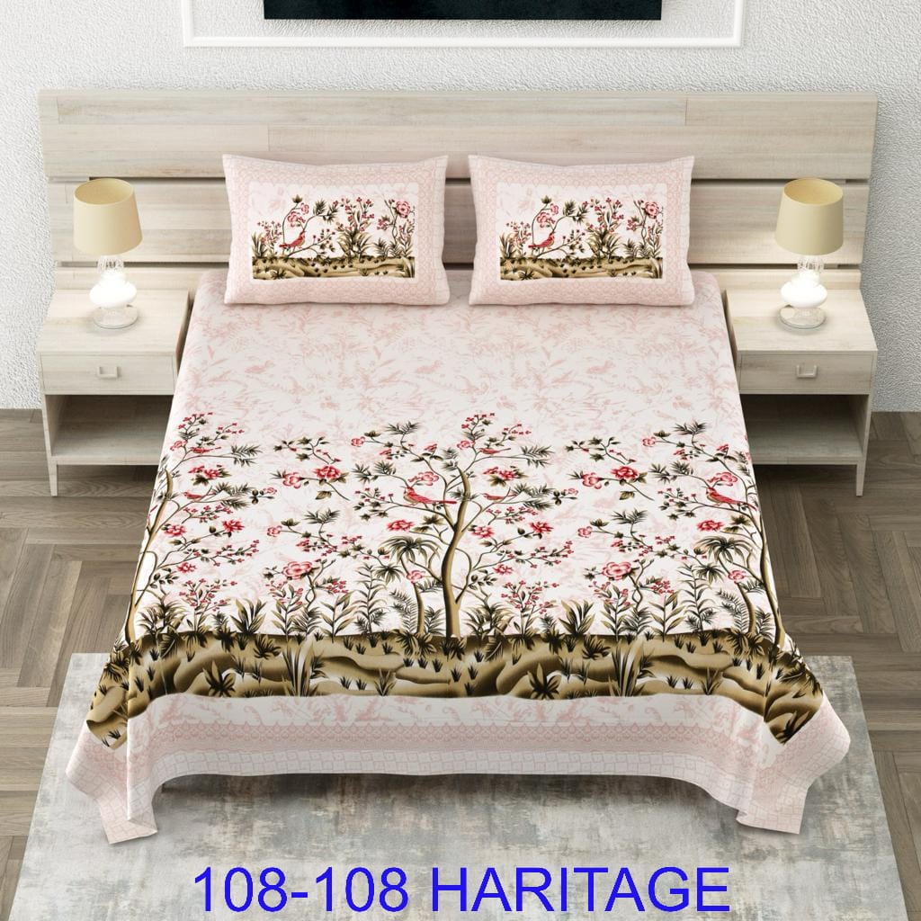 Cotton Viscose Blend King Size Bedsheet (108×108 Inches) with 2 Pillow Covers