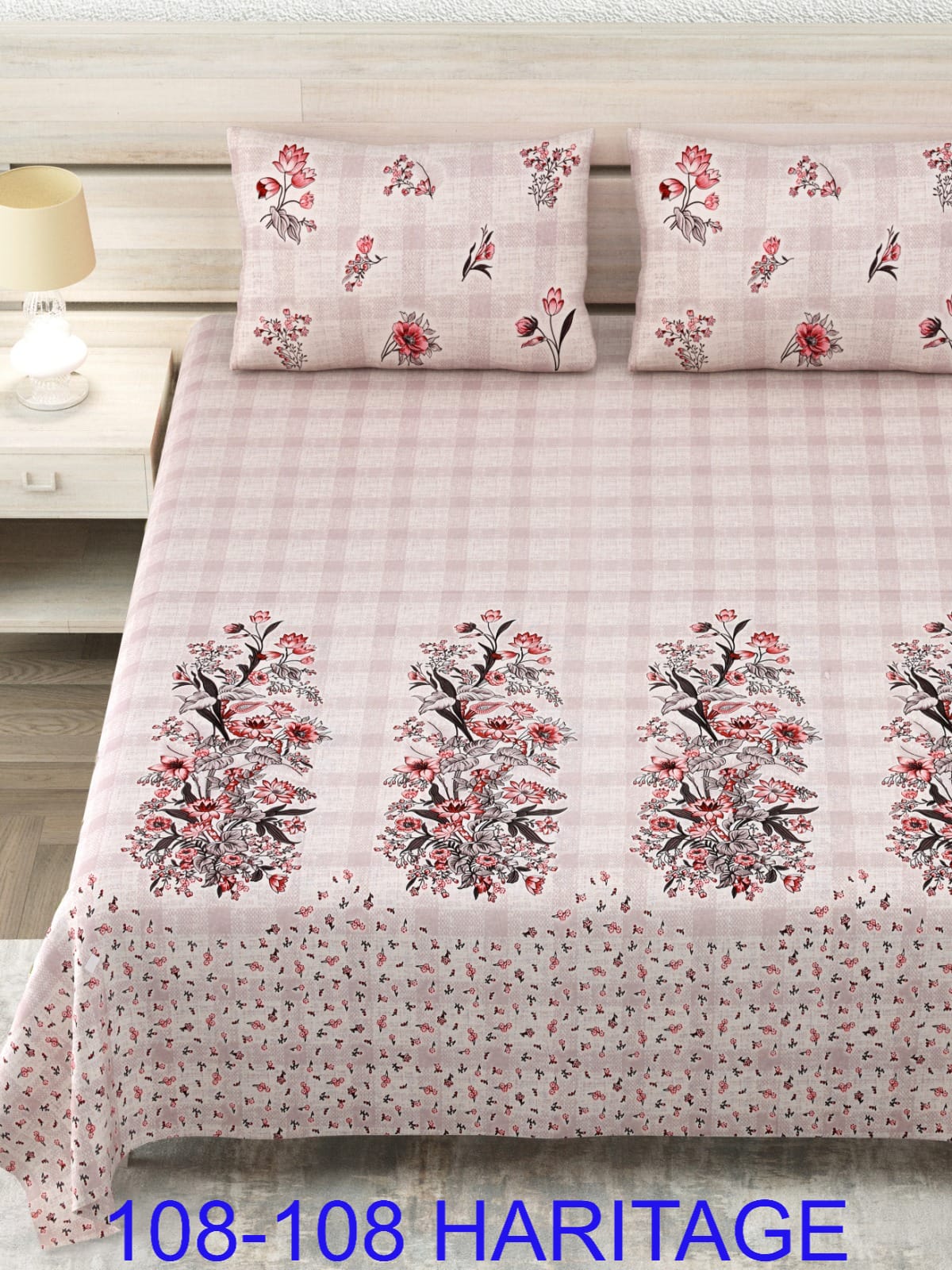 Cotton Viscose Blend King Size Bedsheet (108×108 Inches) with 2 Pillow Covers