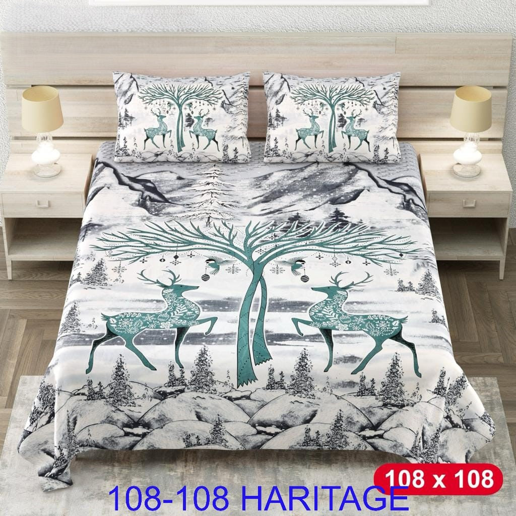 Cotton Viscose Blend King Size Bedsheet (108×108 Inches) with 2 Pillow Covers