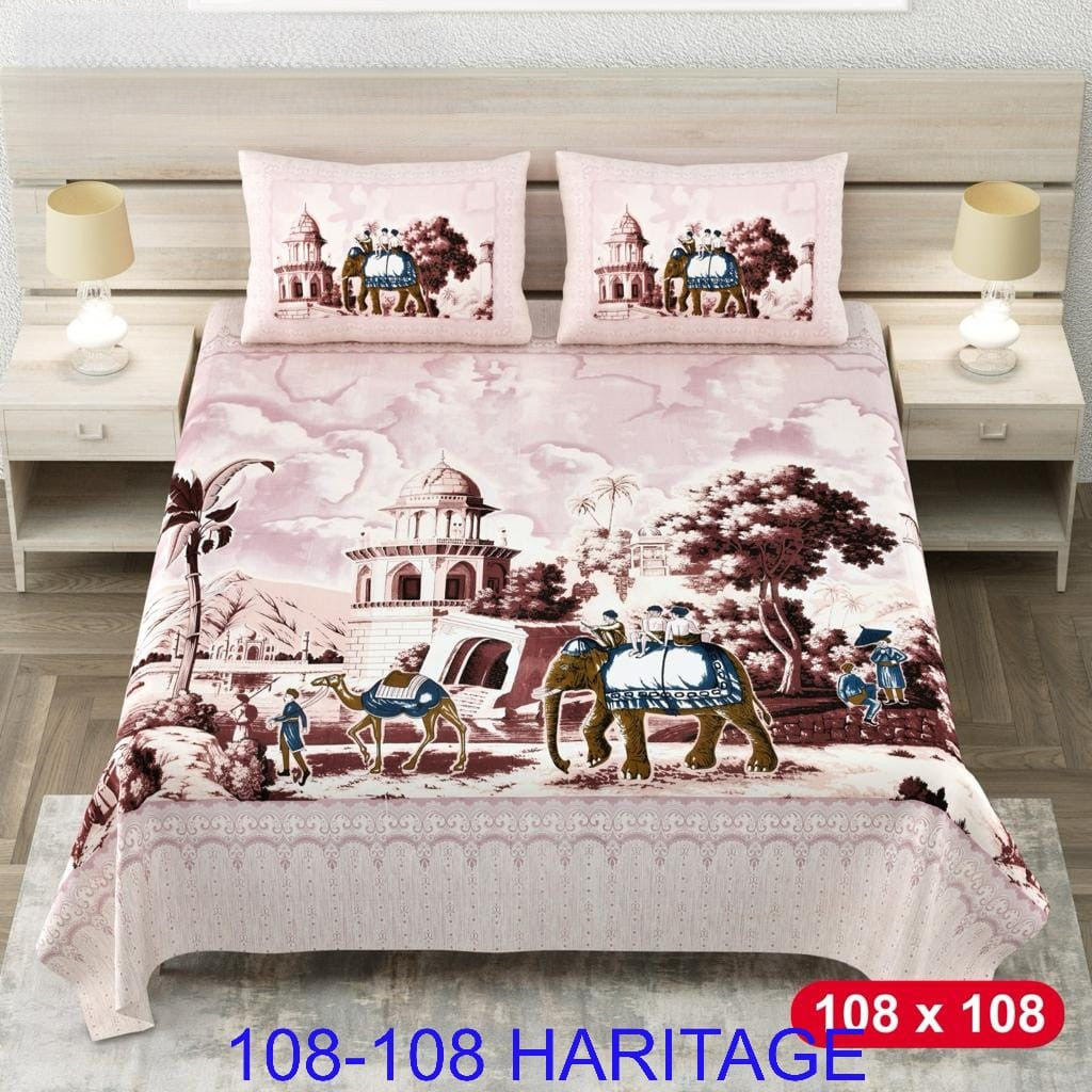Cotton Viscose Blend King Size Bedsheet (108×108 Inches) with 2 Pillow Covers