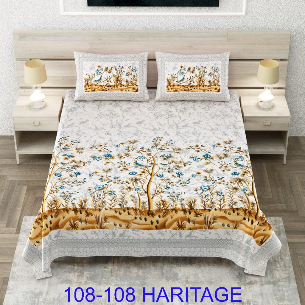 Cotton Viscose Blend King Size Bedsheet (108×108 Inches) with 2 Pillow Covers
