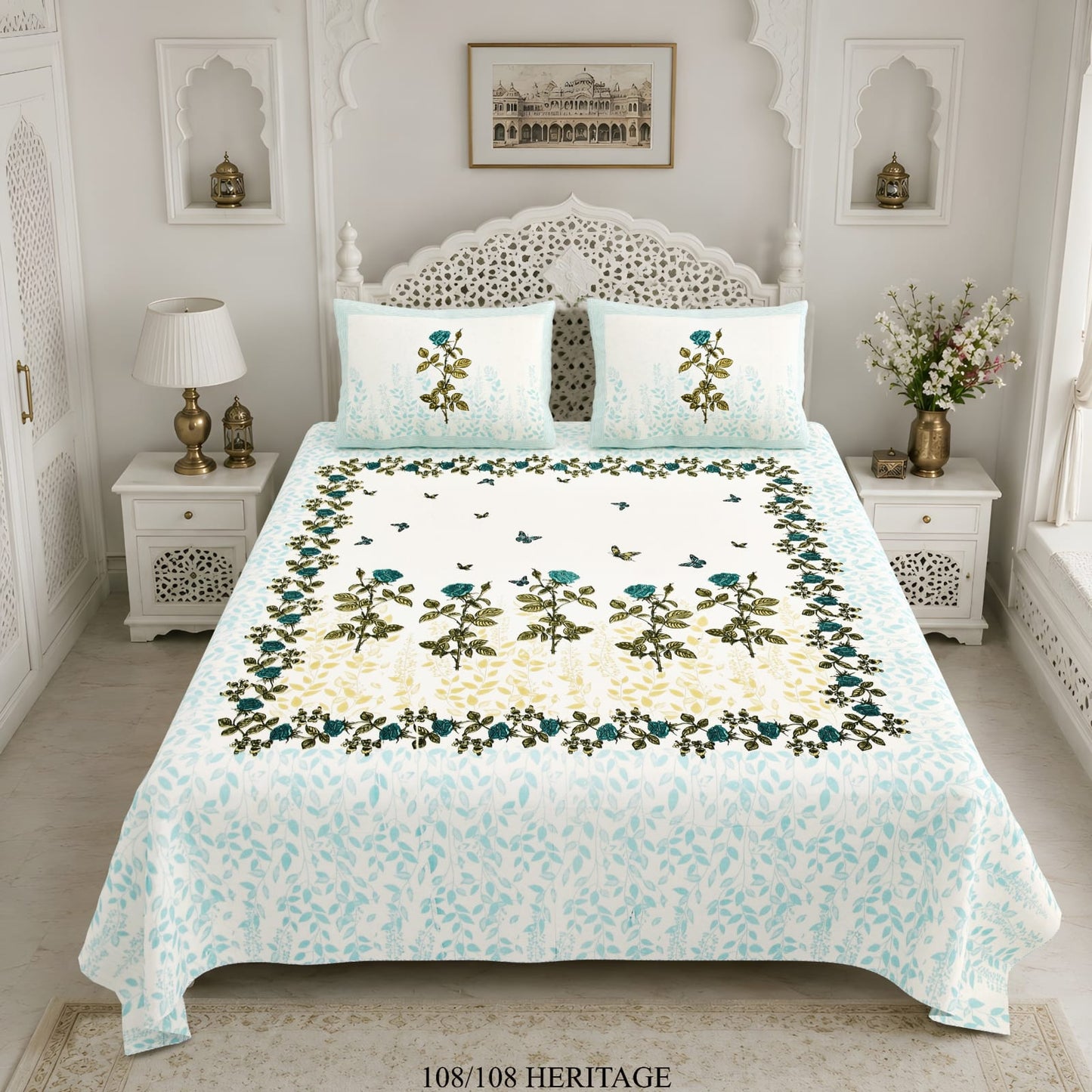 Cotton Viscose Blend King Size Bedsheet (108×108 Inches) with 2 Pillow Covers