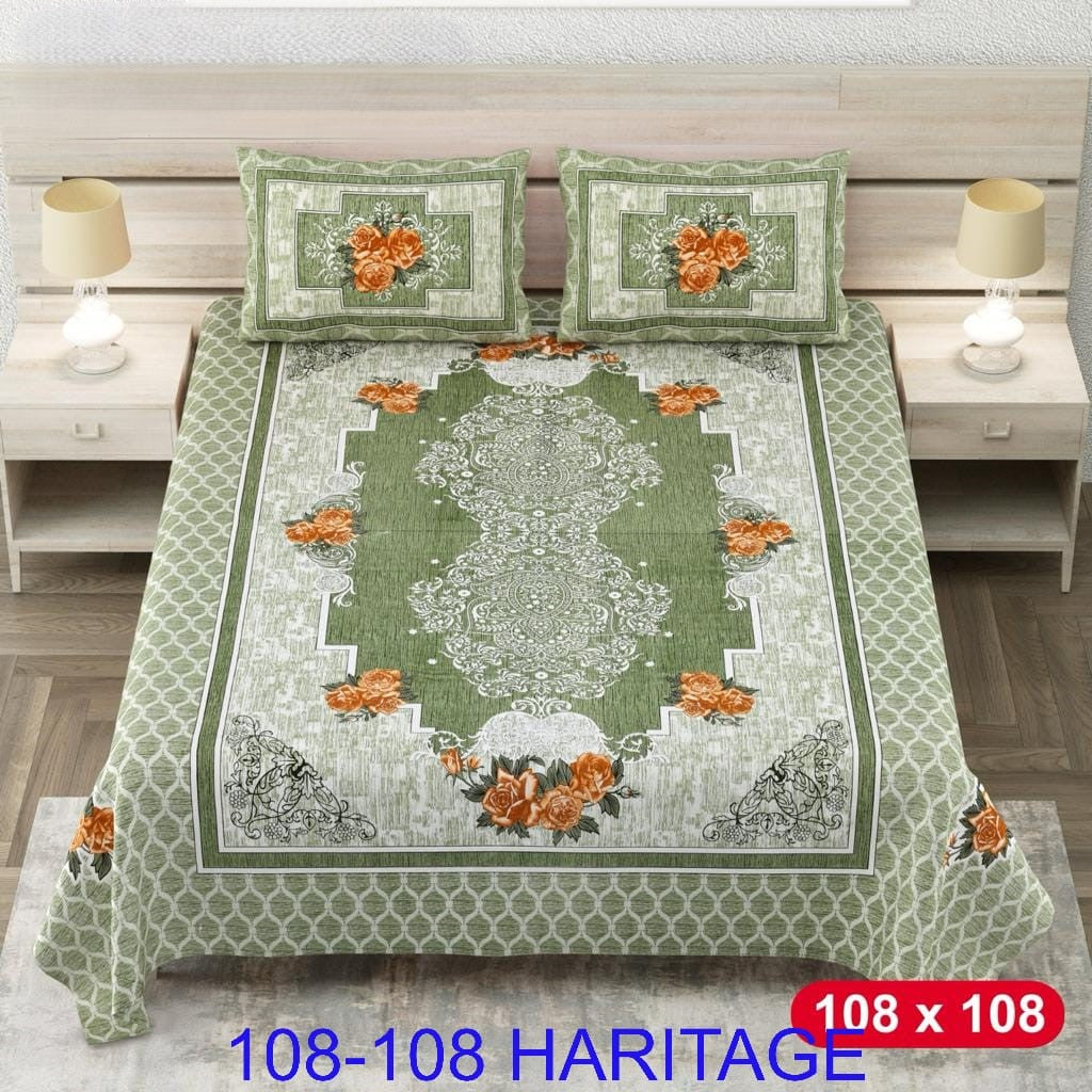 Cotton Viscose Blend King Size Bedsheet (108×108 Inches) with 2 Pillow Covers