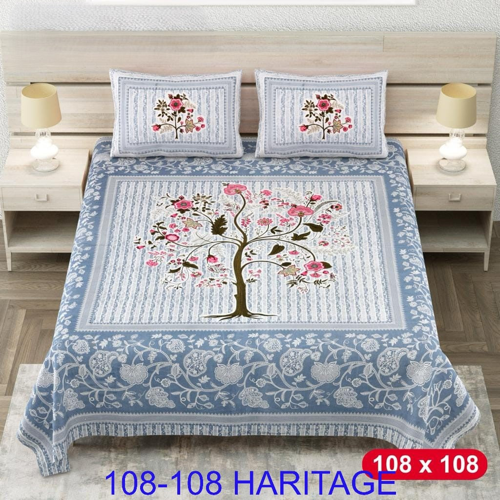 Cotton Viscose Blend King Size Bedsheet (108×108 Inches) with 2 Pillow Covers
