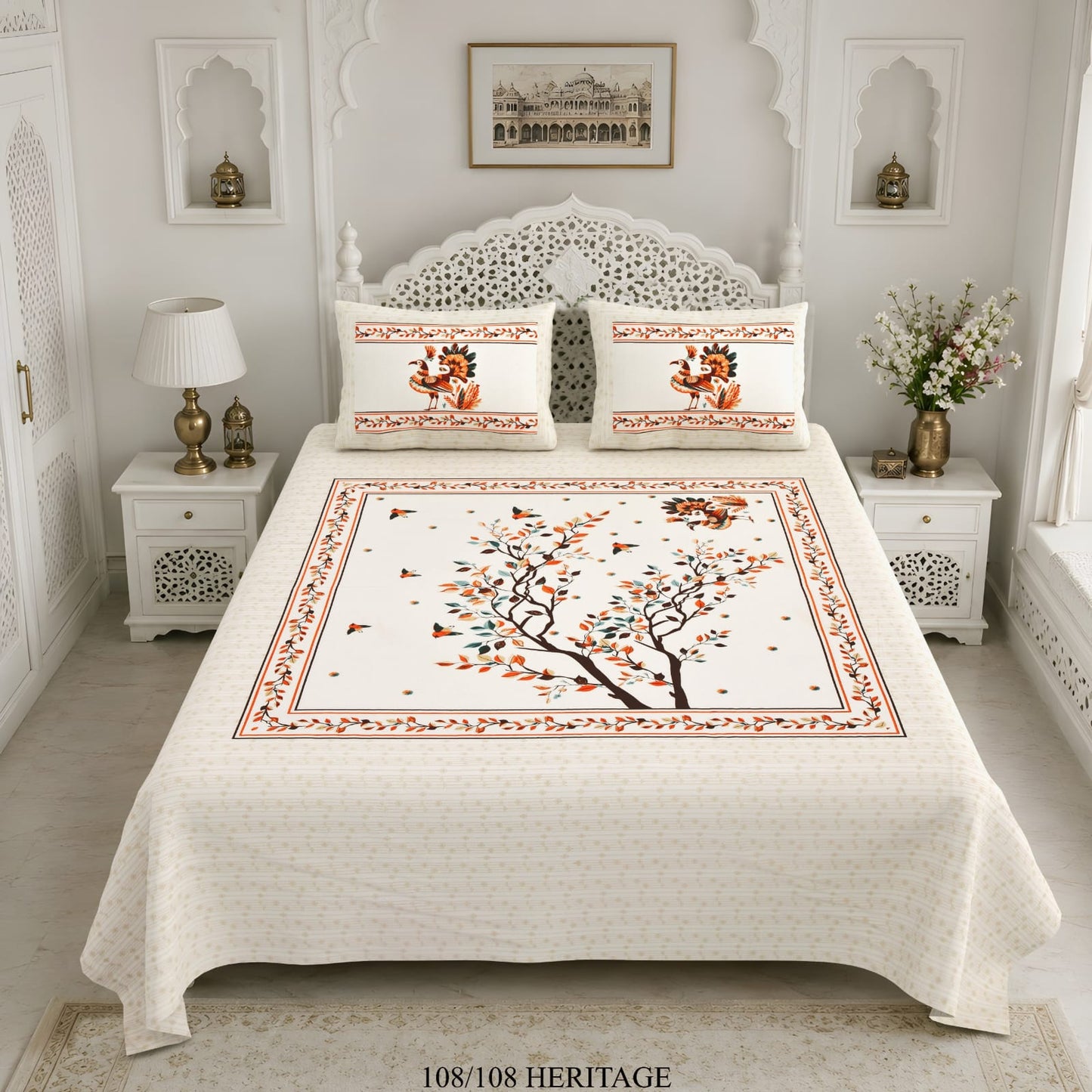 Cotton Viscose Blend King Size Bedsheet (108×108 Inches) with 2 Pillow Covers