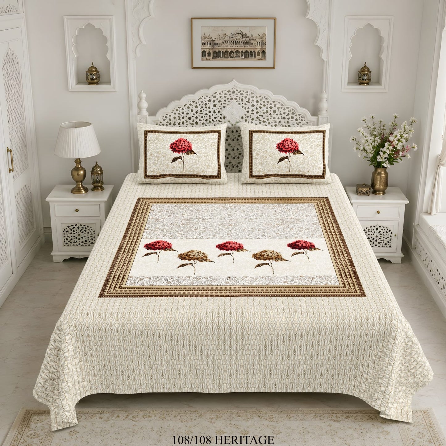 Cotton Viscose Blend King Size Bedsheet (108×108 Inches) with 2 Pillow Covers