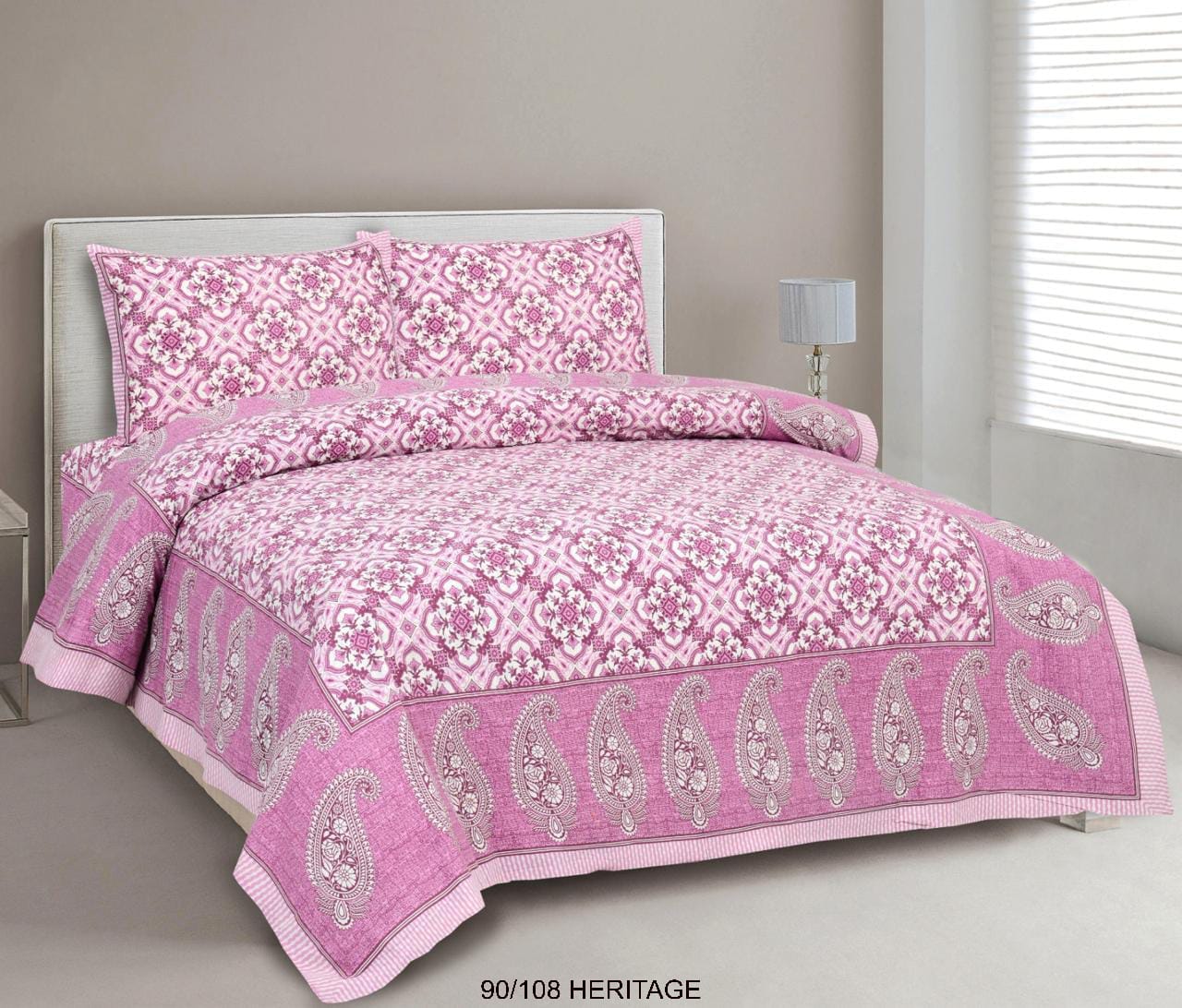 Cotton Viscose Blend King Size Bedsheet with 2 Zipper Pillow Covers