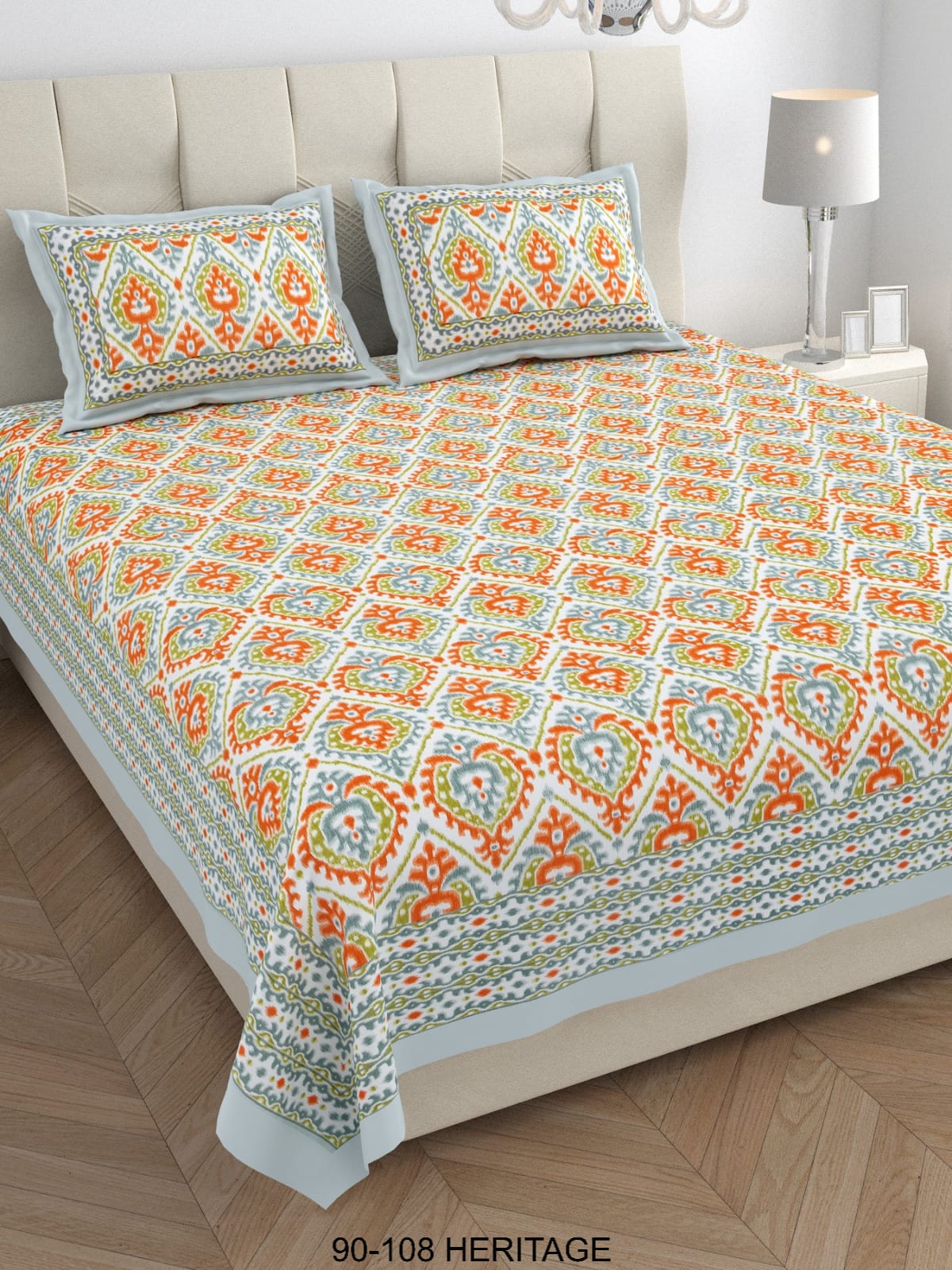 Cotton Viscose Blend King Size Bedsheet with 2 Zipper Pillow Covers