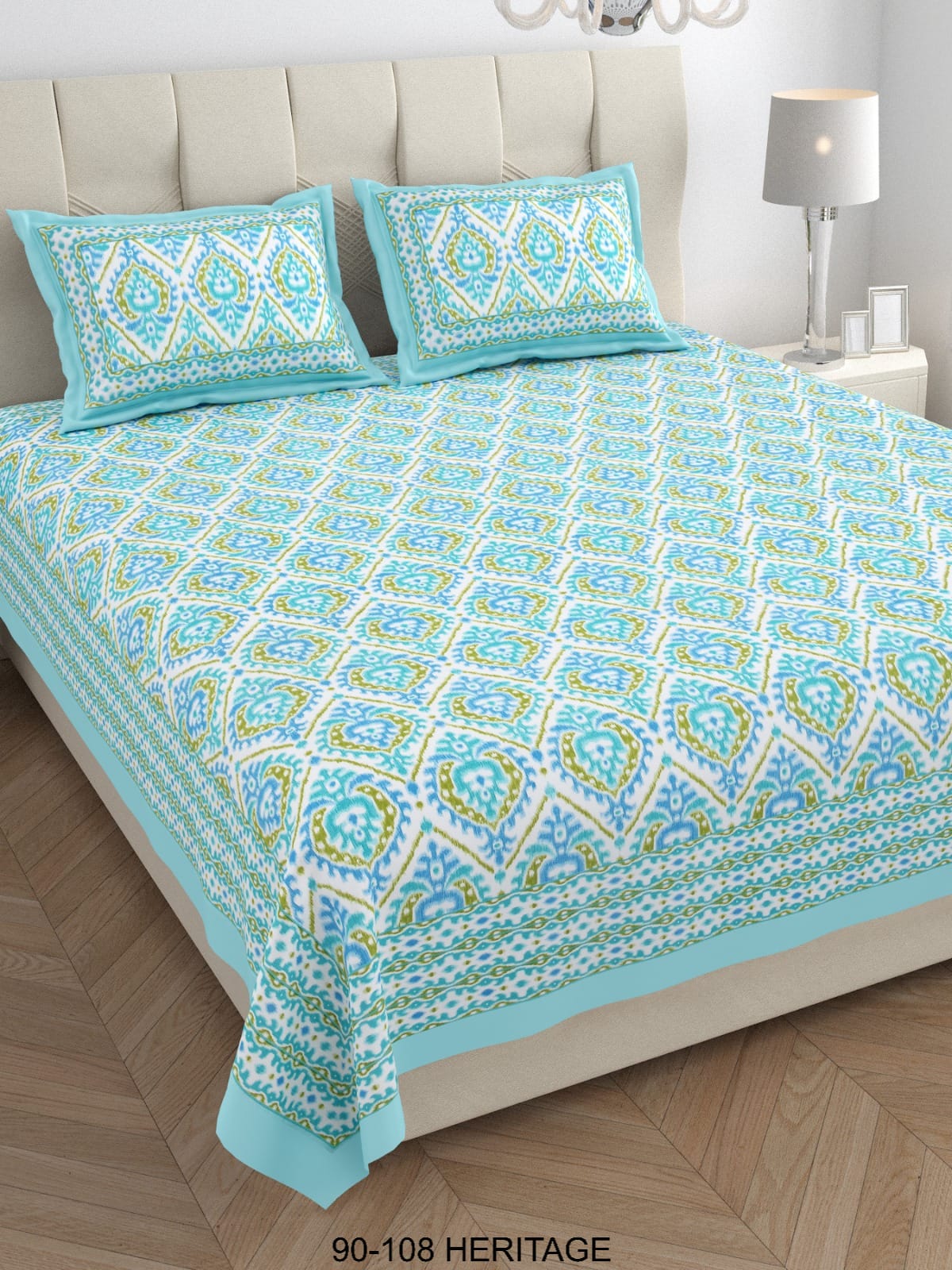 Cotton Viscose Blend King Size Bedsheet with 2 Zipper Pillow Covers