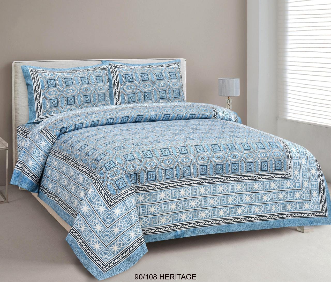 Cotton Viscose Blend King Size Bedsheet with 2 Zipper Pillow Covers