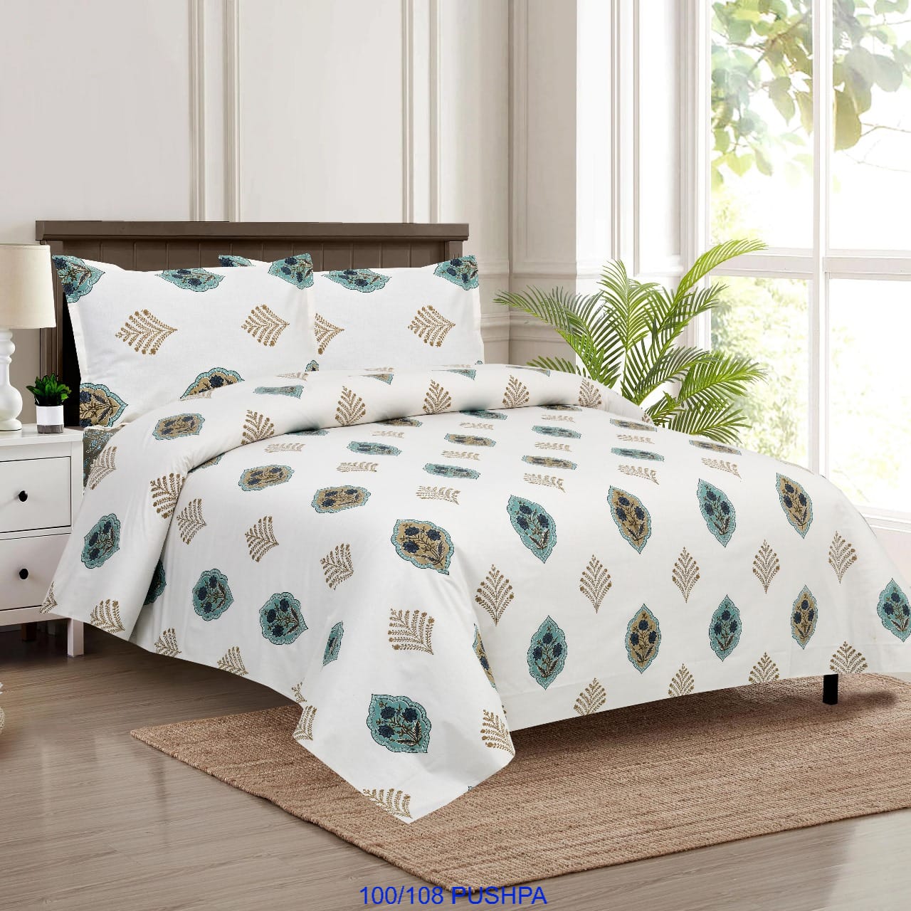 Cotton Viscose Blend King Size Bedsheet with Pillow Covers