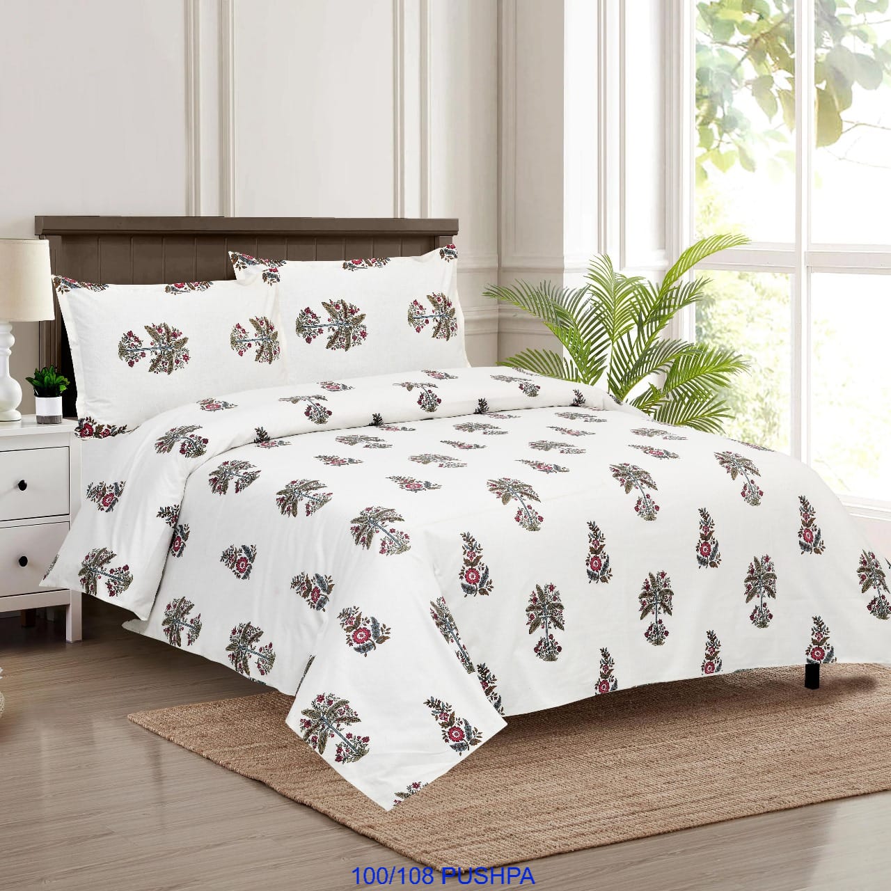 Cotton Viscose Blend King Size Bedsheet with Pillow Covers