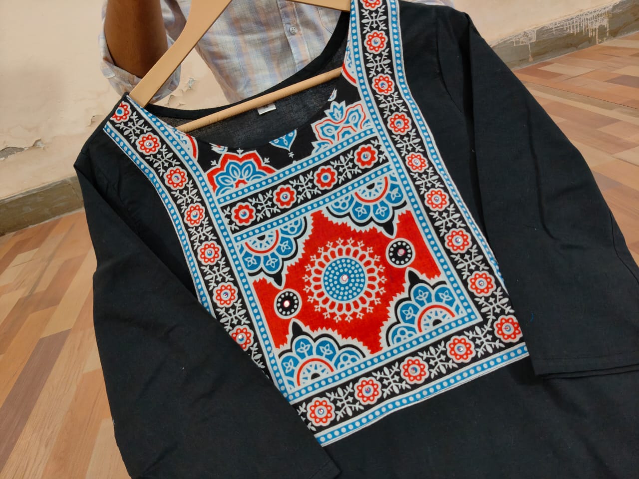 Cotton Work Kurti with Pant & Malmal Dupatta | Fully Stitched Set