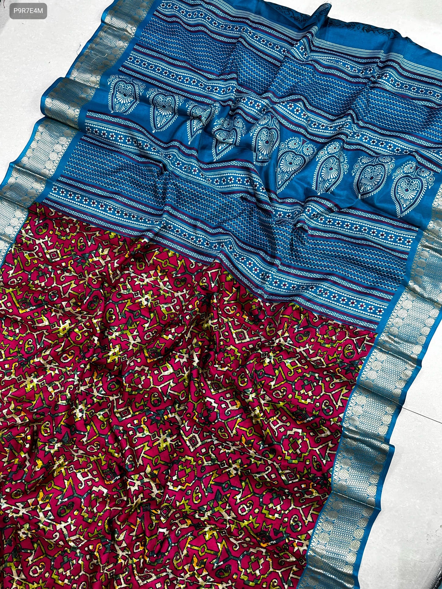 Dola Silk Saree with 3-Inch Viscose Border & Running Blouse