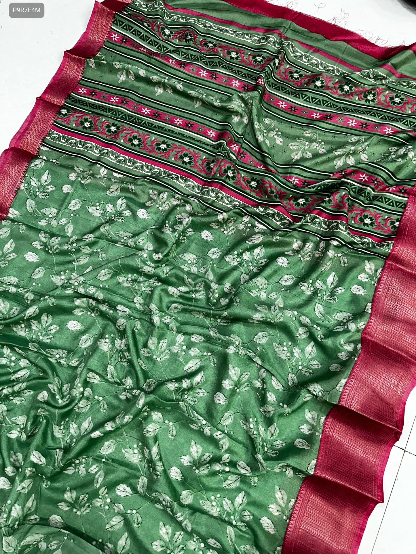 Dola Silk Saree with 3-Inch Viscose Border & Running Blouse