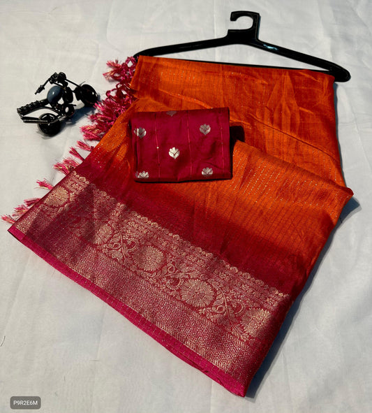Dola Silk Saree with Jhalar and Blouse Piece