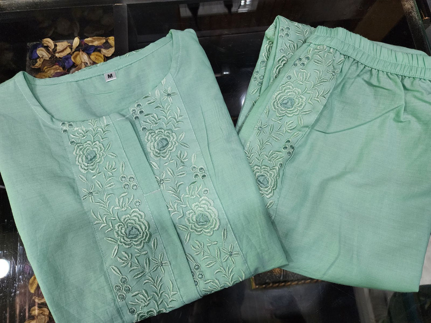 Embroidered Cotton Kurti & Pant Co-ord Set