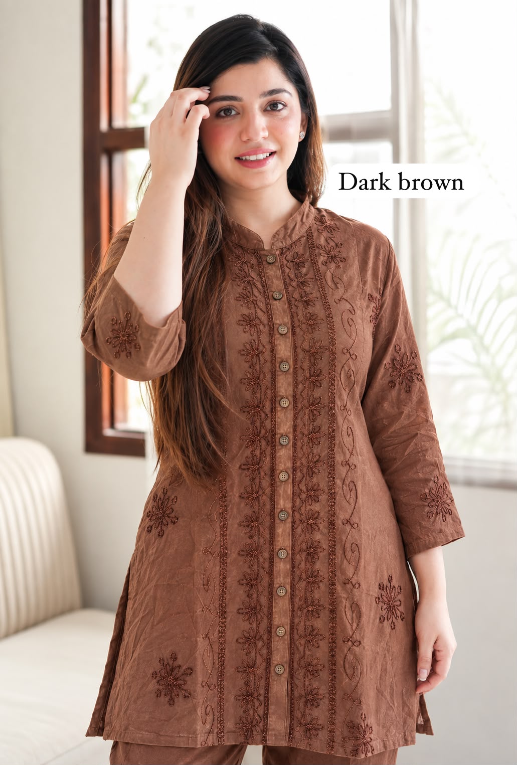 Embroidered Rayon Kurta and Bottom Set for Women